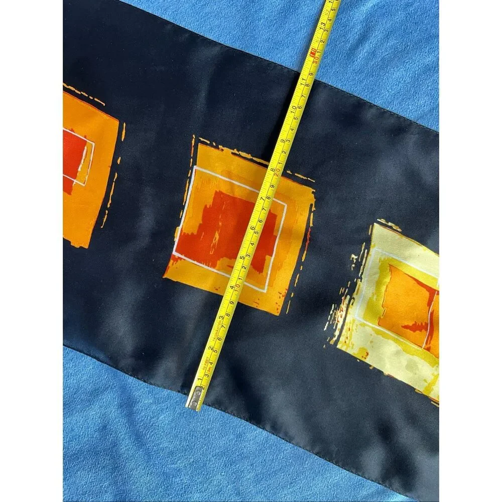 Ellen Tracy Silk Scarf Gallery Art Print Abstract Colorblock Modernist 52x11